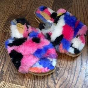 BC/Free People Faux Fur Slide Sandals, MultiColor